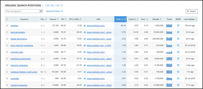 Sample Marketo.com report