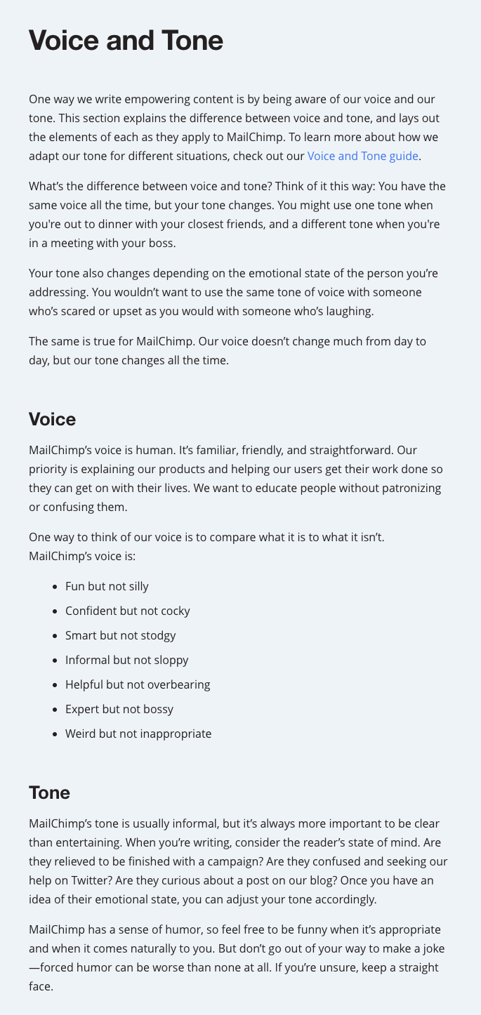 MailChimp Content Style Guide