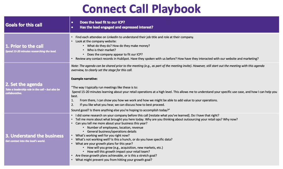 Connect Call Playbook