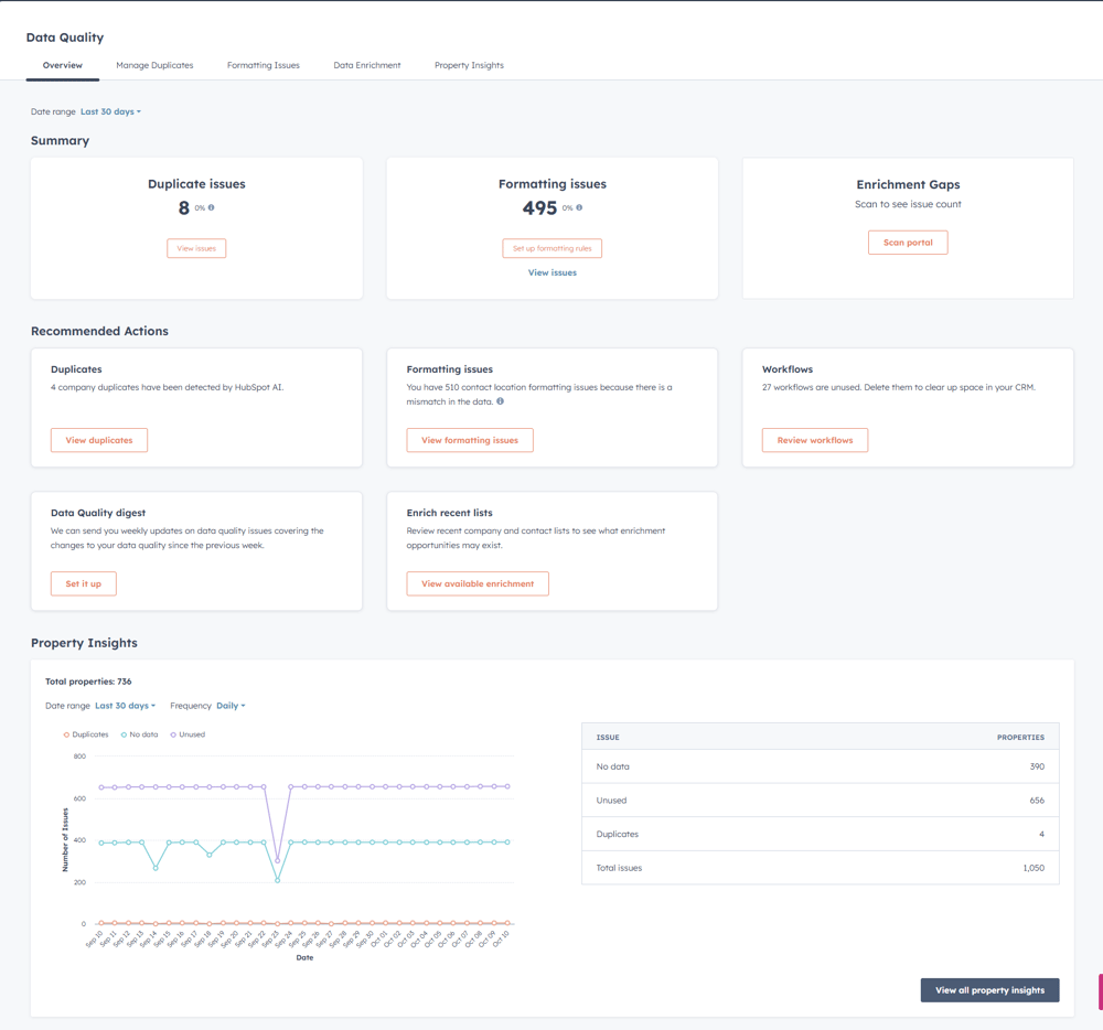 HubSpot Data Quality tool