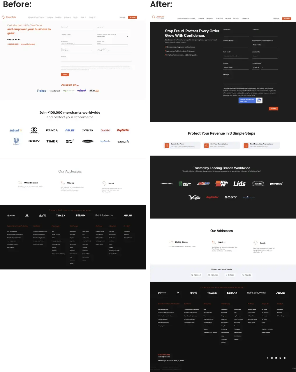 ClearSale Contact Page Optimization