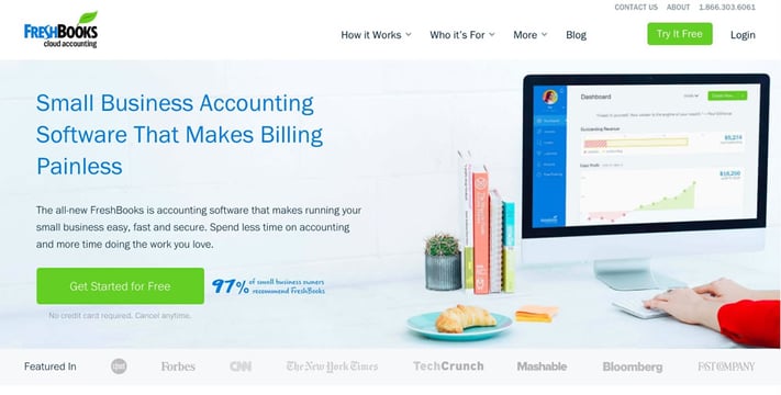 Freshbooks CTA example