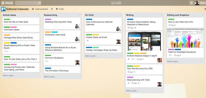 Trello Editorial Calenda Board