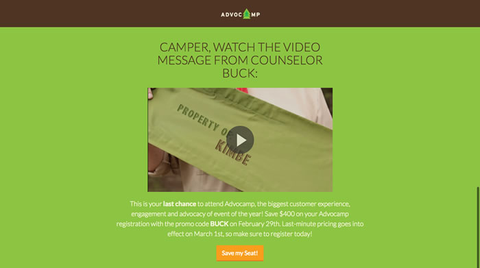 Advocamp landing page