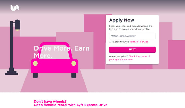 lyft landing page example