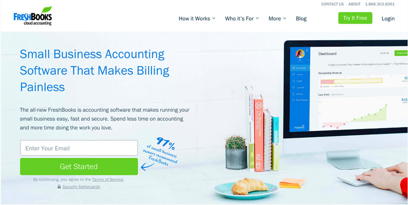 Freshbooks homepage form