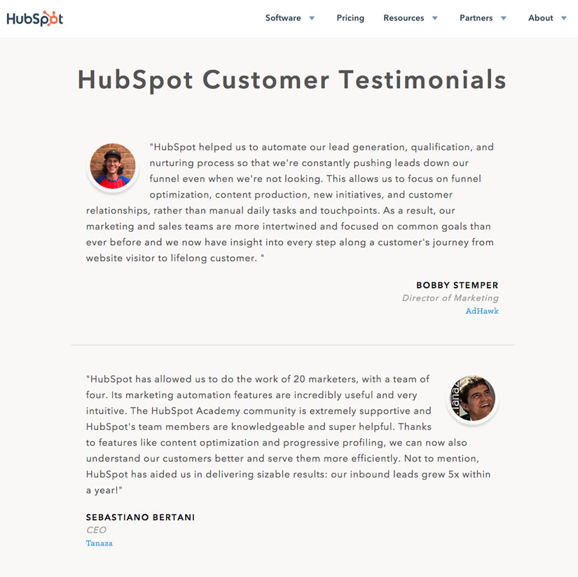 HubSpot Customer Testimonials